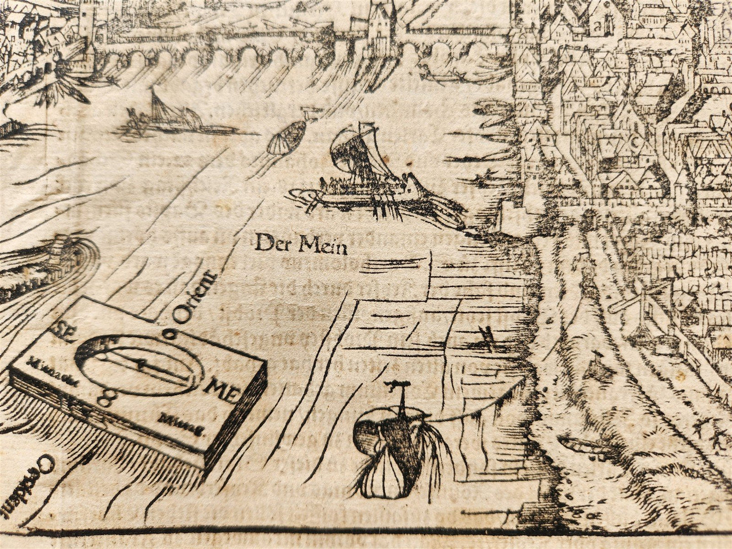 1572 FRANKFURT GERMANY from SEBASTIAN MUNSTER COSMOGRAPHY antique