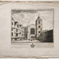 1730s ENGRAVING antique West Prospect of the Church of St Bartholomew the Great