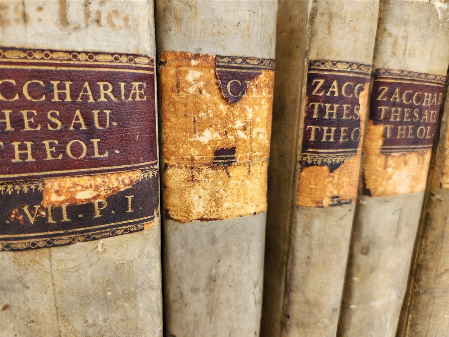 1762 THEOLOGICAL DICTIONARY 13 VELLUM BOUND VOLS antique THESAURUS THEOLOGICUS