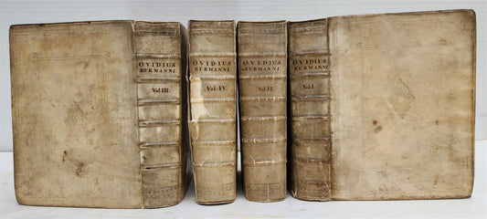 1727 OVID 4 VELLUM BOUND VOLUMES antique Publius Ovidius Naso