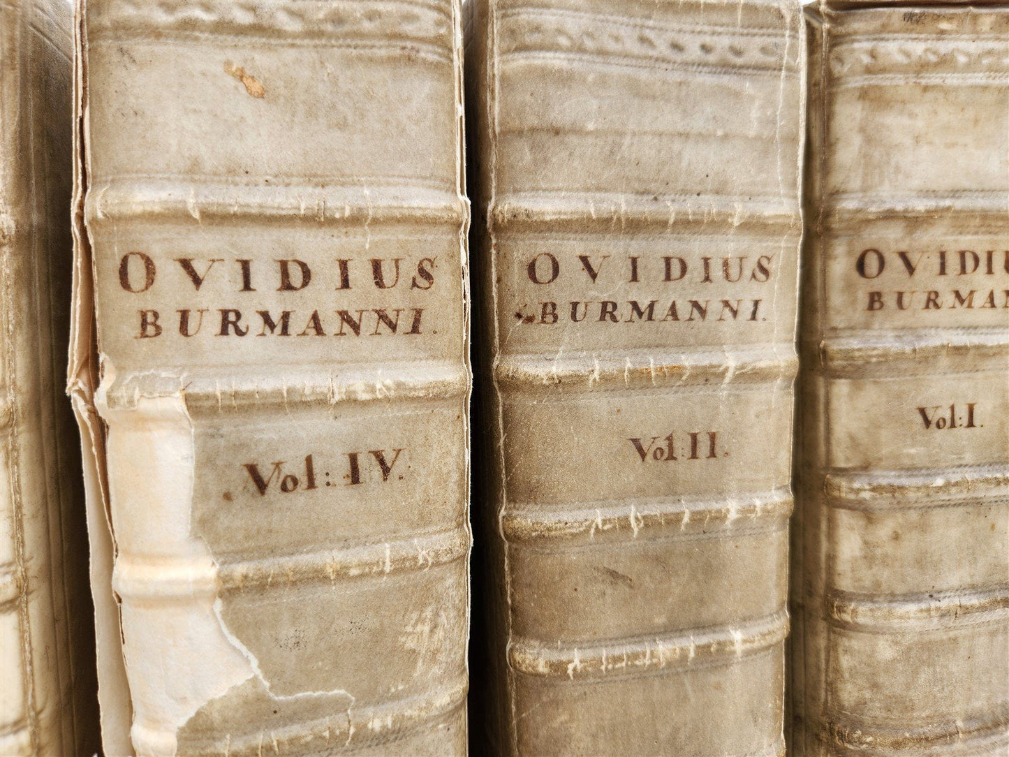 1727 OVID 4 VELLUM BOUND VOLUMES antique Publius Ovidius Naso
