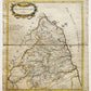 1700s MAP of NORTHUMBERLAND ENGLAND antique