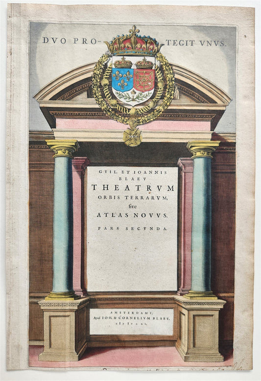 1645 THEATRUM ORBIS TERRARUM SIVE ATLAS NOVUS p.2 TITLE PAGE antique BLAEU
