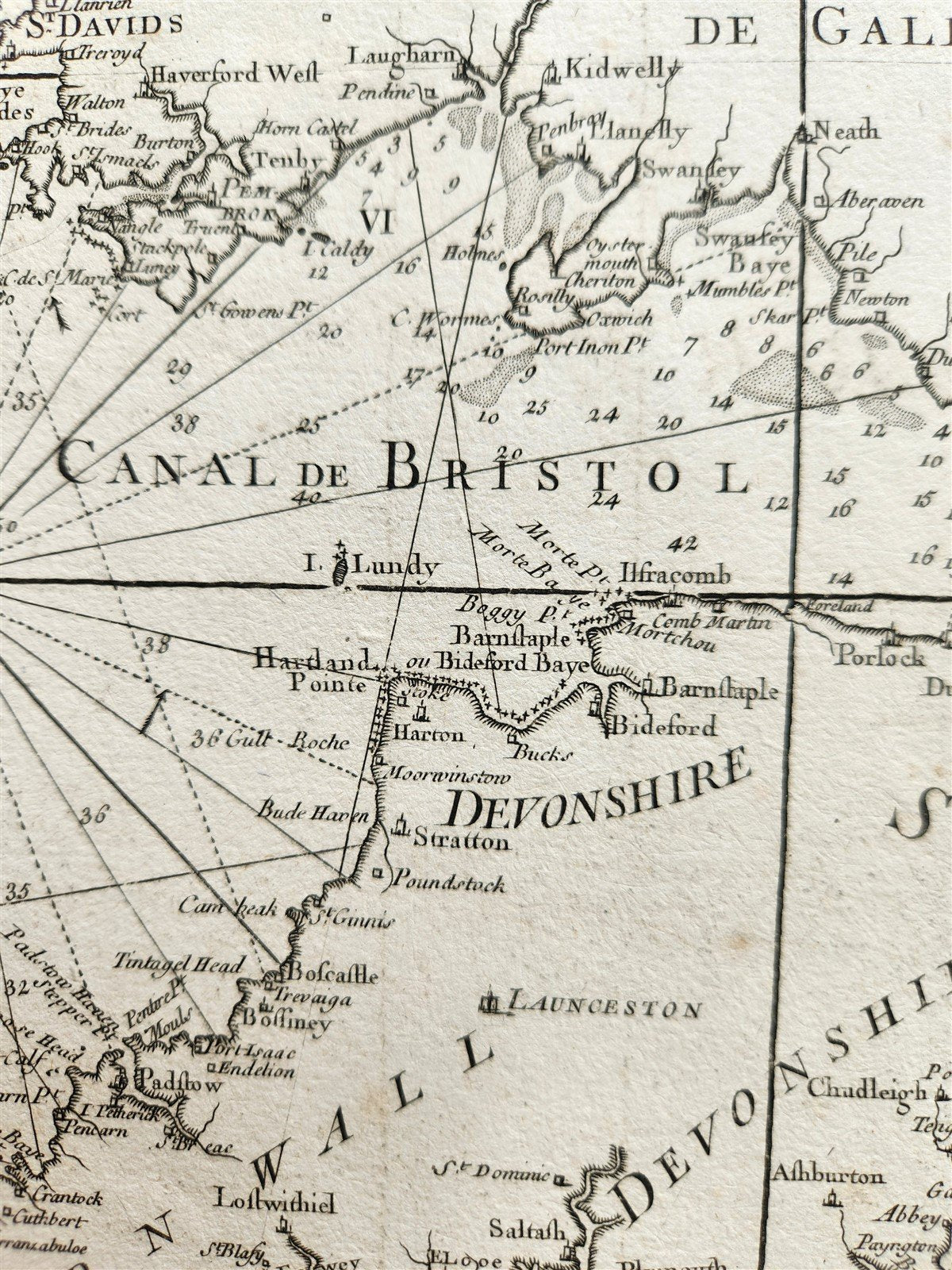 1778 MAP of FRANCE & ENGLAND antique LA MANCHE 20 3/4 by 29 1/2 inches