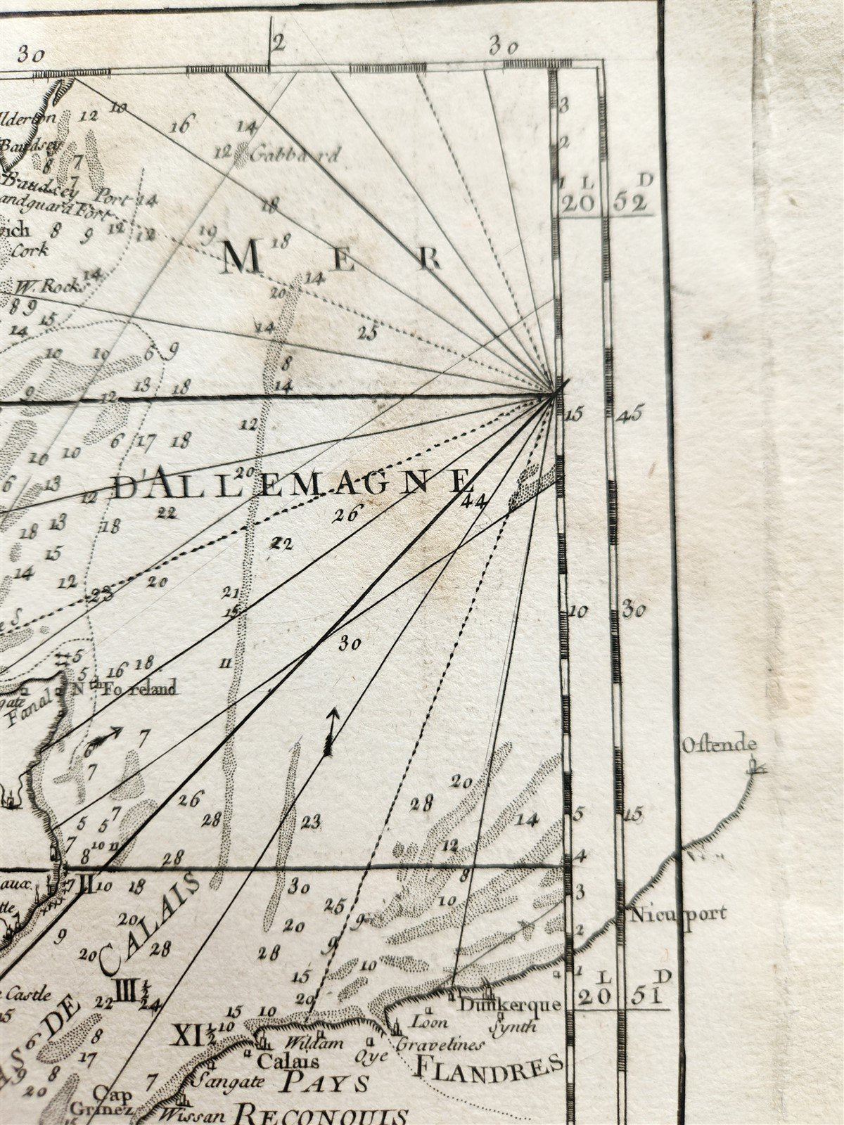 1778 MAP of FRANCE & ENGLAND antique LA MANCHE 20 3/4 by 29 1/2 inches