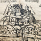 1572 WURZBURG GERMANY HERBIPOLIS MAP from SEBASTIEN MUNSTER COSMOGRAPHY antique