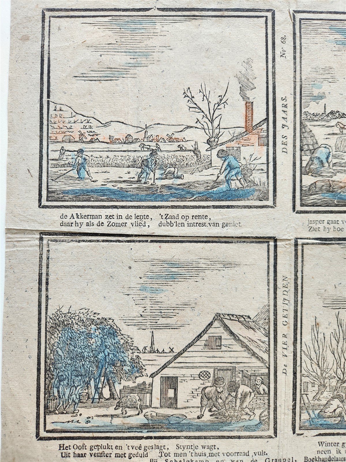 17th century THE FOUR SEASONS of the YEAR DUTCH ENGRAVING antique