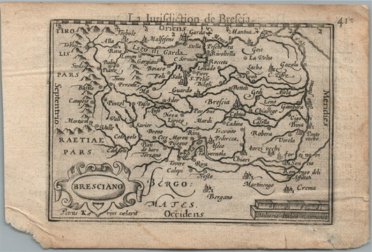 1590s MAP of BRESCIA ITALY by Peter van den Keere Antique