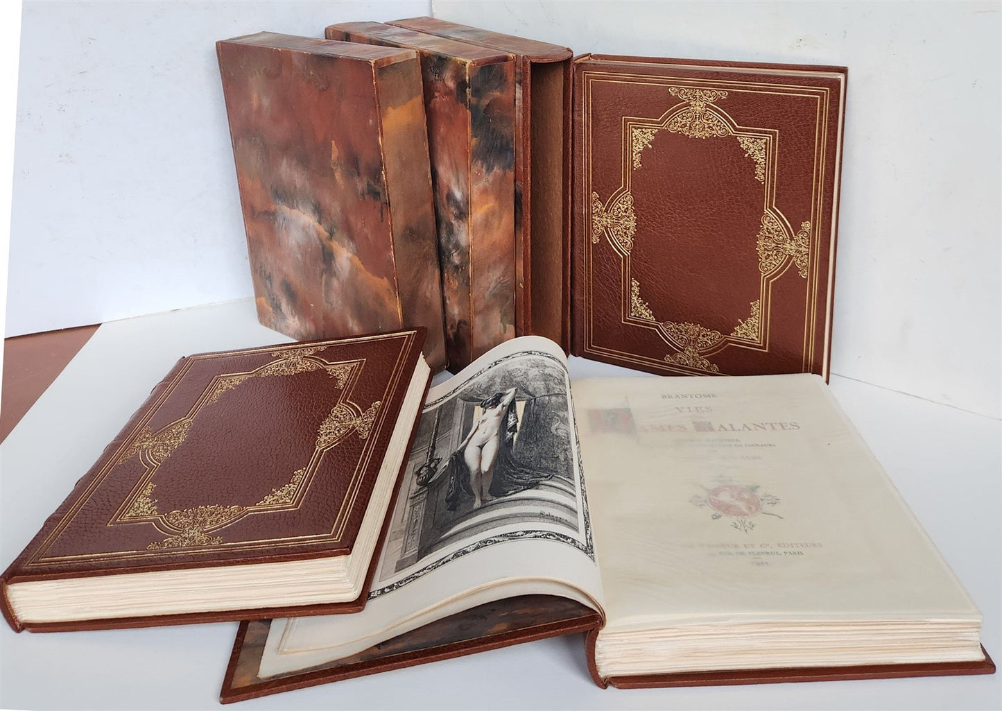 1935 FRENCH EROTIC ILLUSTRATED antique Vies des Dames Galantes 3 VOLUMES