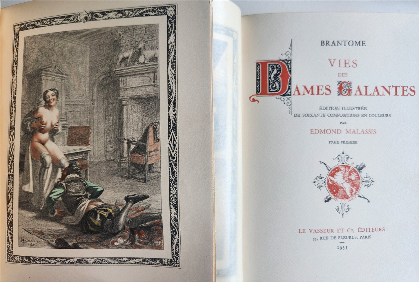 1935 FRENCH EROTIC ILLUSTRATED antique Vies des Dames Galantes 3 VOLUMES