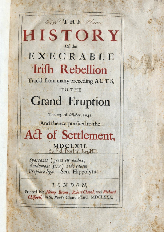 1680 HISTORY OF THE EXECRABLE IRISH REBELLION antique FOLIO in ENGLISH