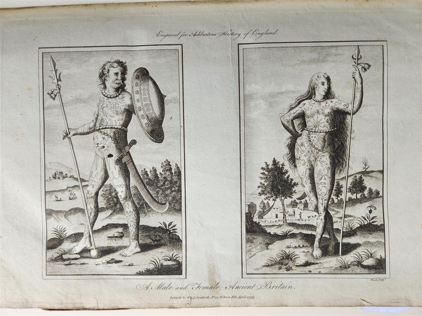 1795 HISTORY OF ENGLAND BRUTUS BEFORE JULIUS CAESAR antique FOLIO ILLUSTRATED