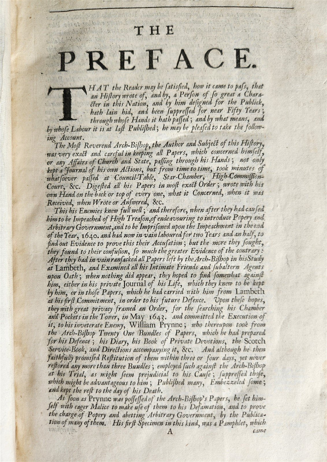 1695 HISTORY of TROUBLES & TRYAL OF BLESSED MARTYR WILLIAM LAUD antique FOLIO
