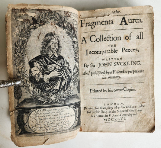 1646 FRAGMENTA AUREA by JOHN SUCKLING antique in ENGLISH 17th CENTURY