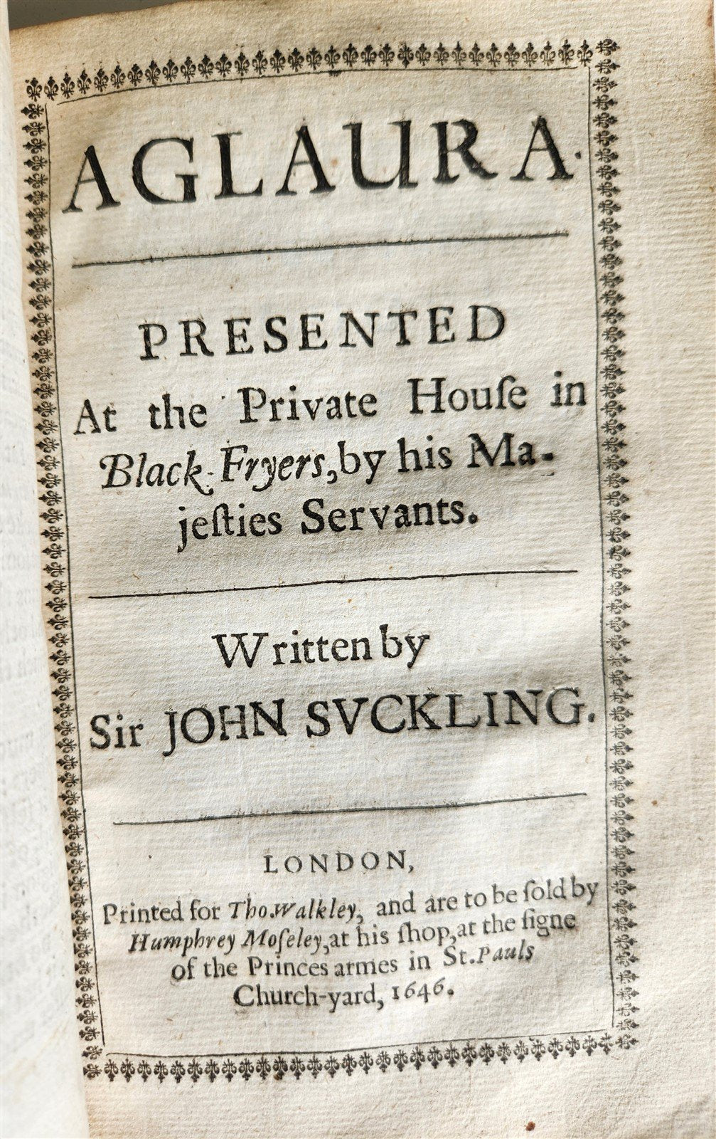 1646 FRAGMENTA AUREA by JOHN SUCKLING antique in ENGLISH 17th CENTURY