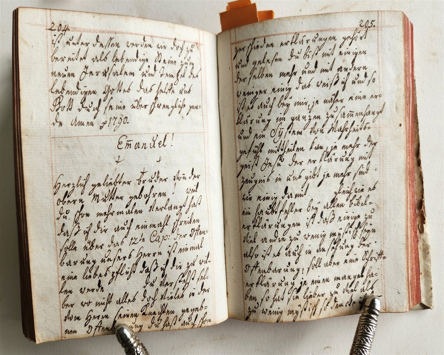 1790 GERMAN RELIGIOUS MANUSCRIPT 411 pages antique VELLUM BINDING