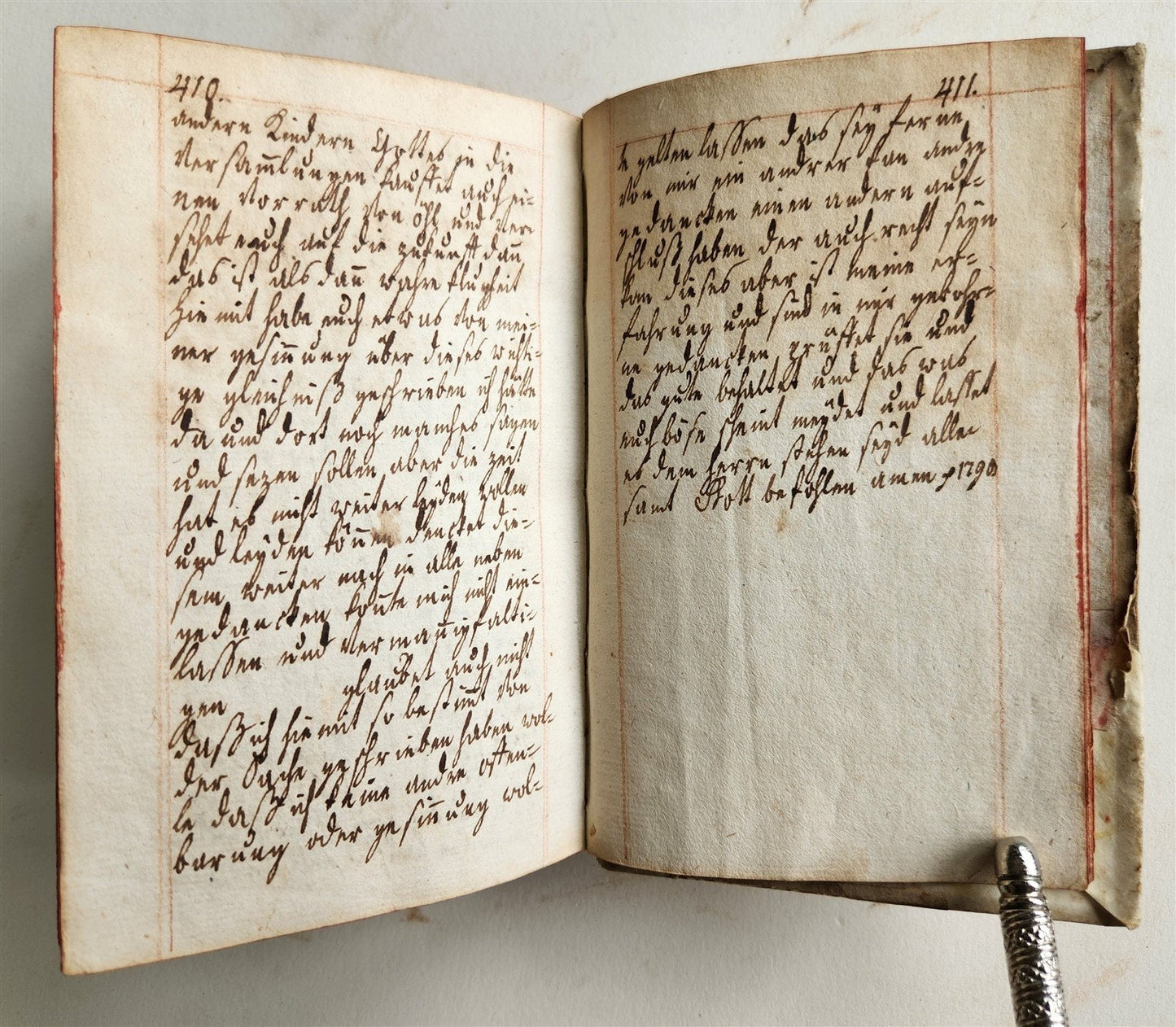 1790 GERMAN RELIGIOUS MANUSCRIPT 411 pages antique VELLUM BINDING