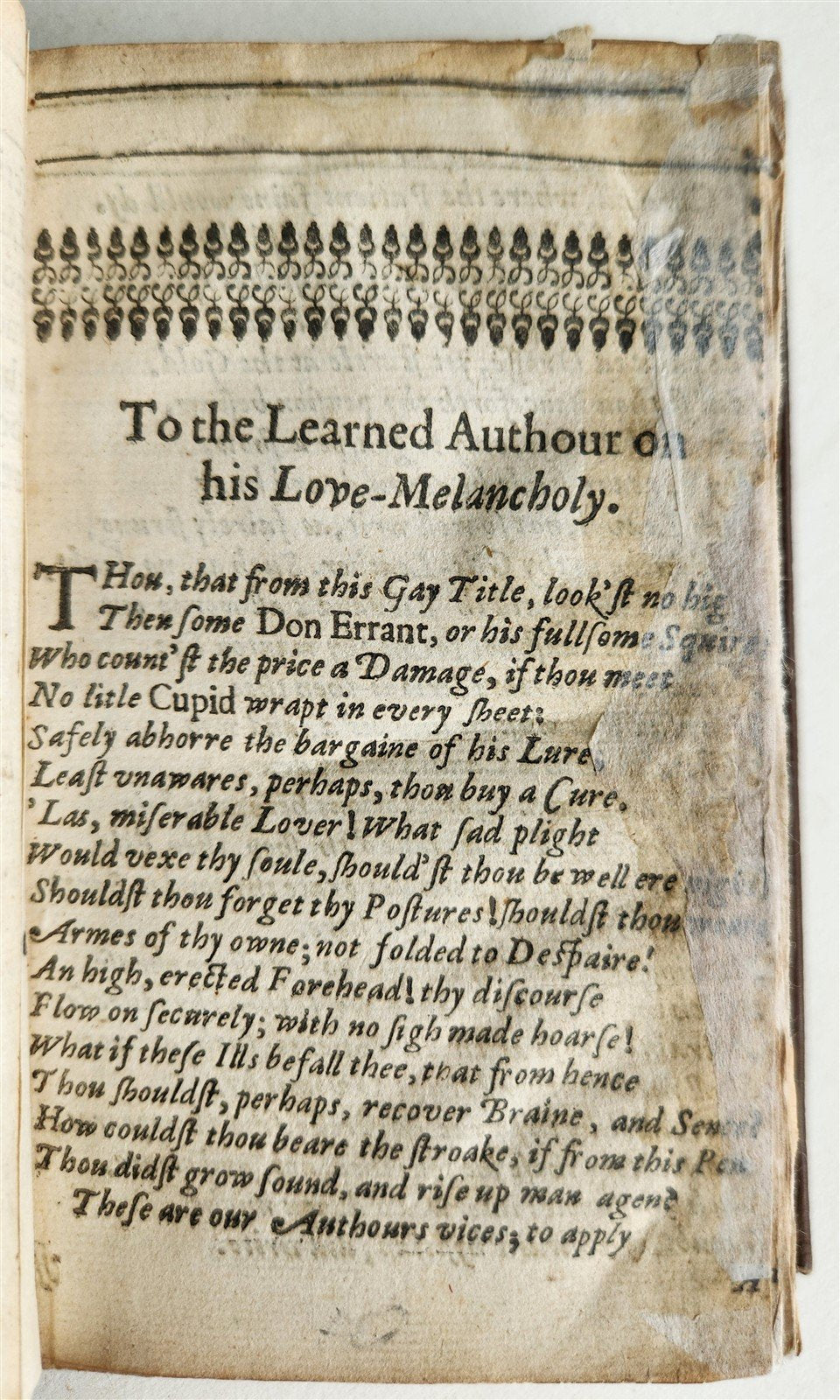 1640 EROTOMANIA CURE OF LOVE EROTIQUE MELANCHOLY antique 1st ENGLISH EDITION