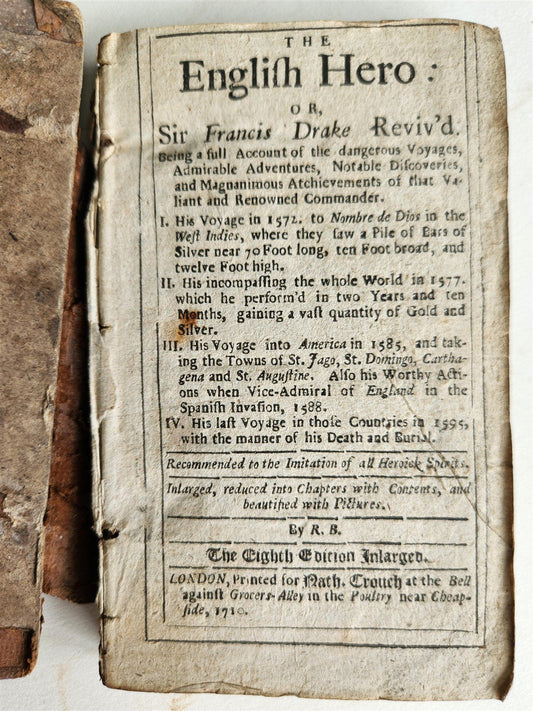 1710 ENGLISH HERO SIR FRANCIS DRAKE REVIV'D DANGEROUS VOYAGES ADVENTURES antique
