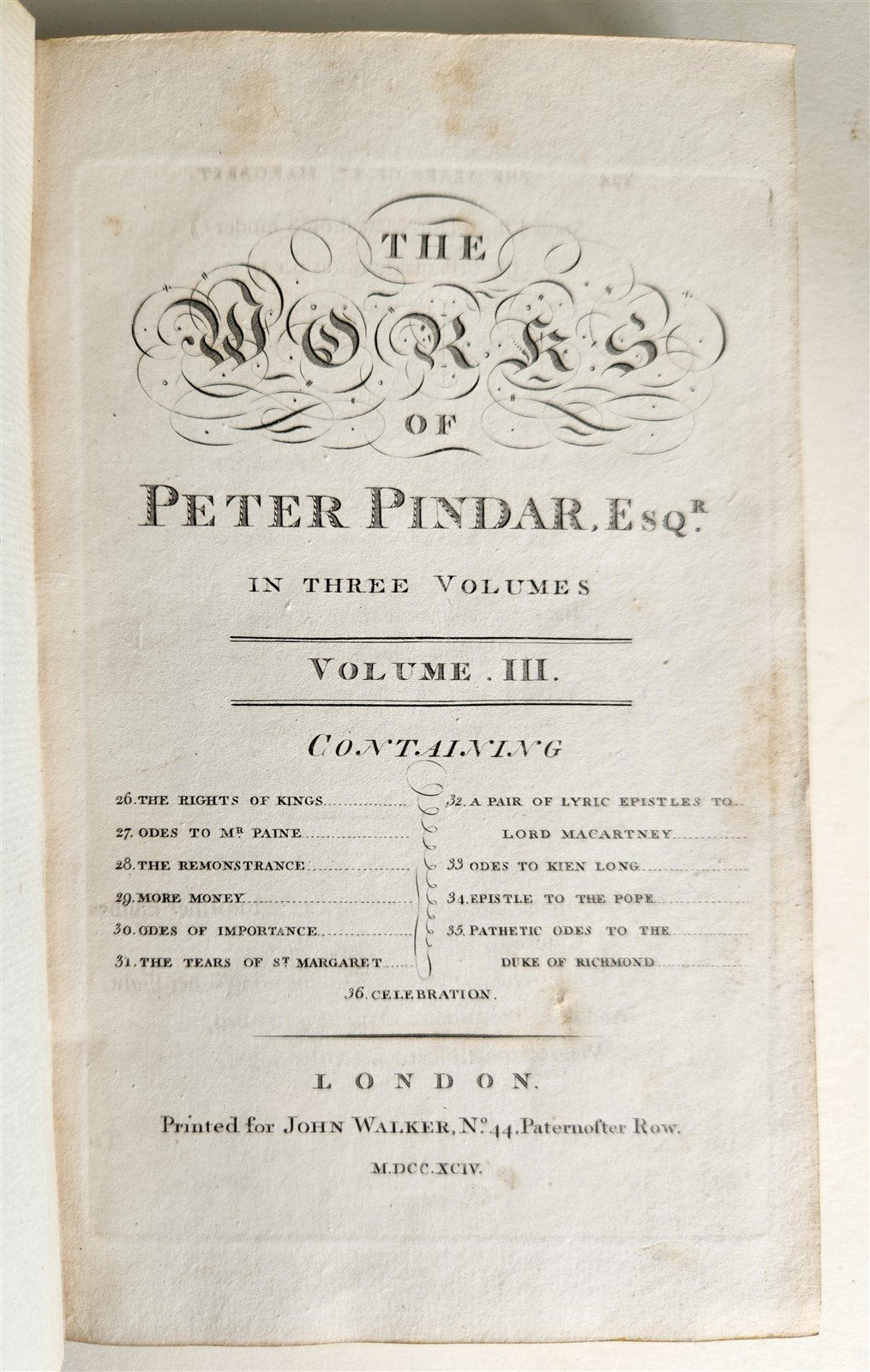 1794 WORKS of PETER PINDAR 4 VOLUMES antique POETRY in ENGLISH