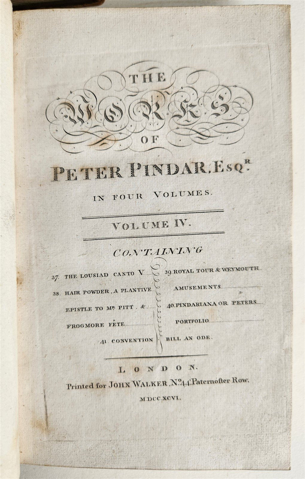 1794 WORKS of PETER PINDAR 4 VOLUMES antique POETRY in ENGLISH