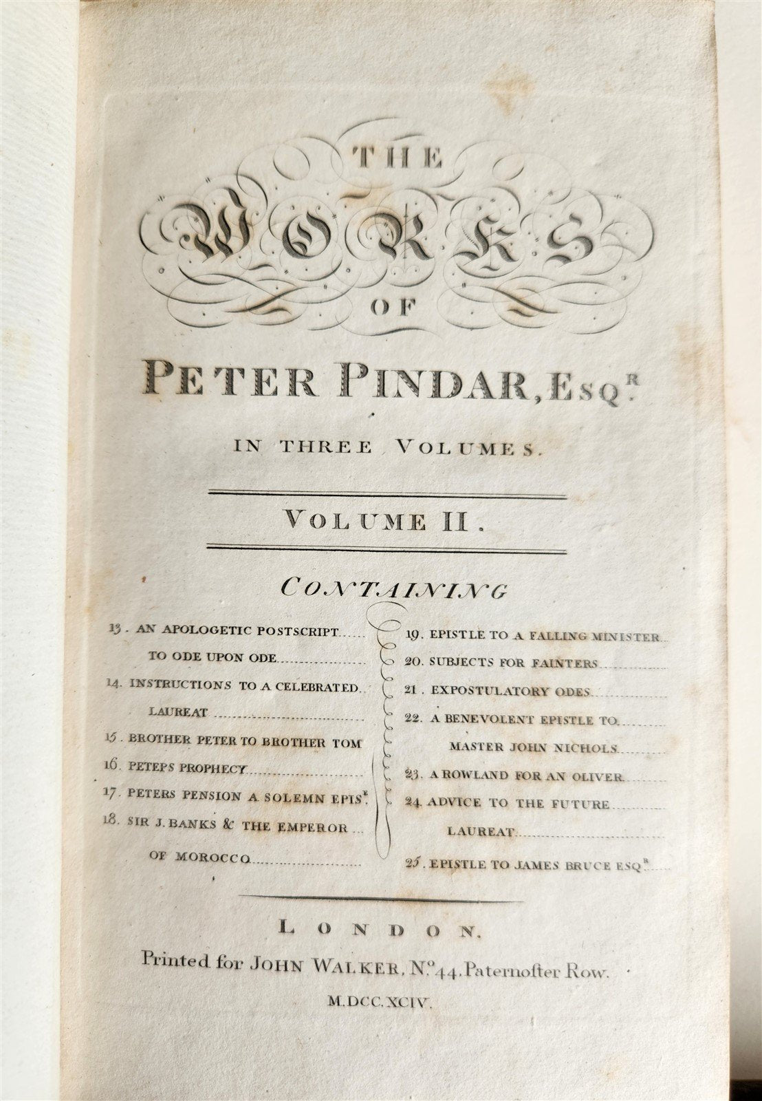1794 WORKS of PETER PINDAR 4 VOLUMES antique POETRY in ENGLISH