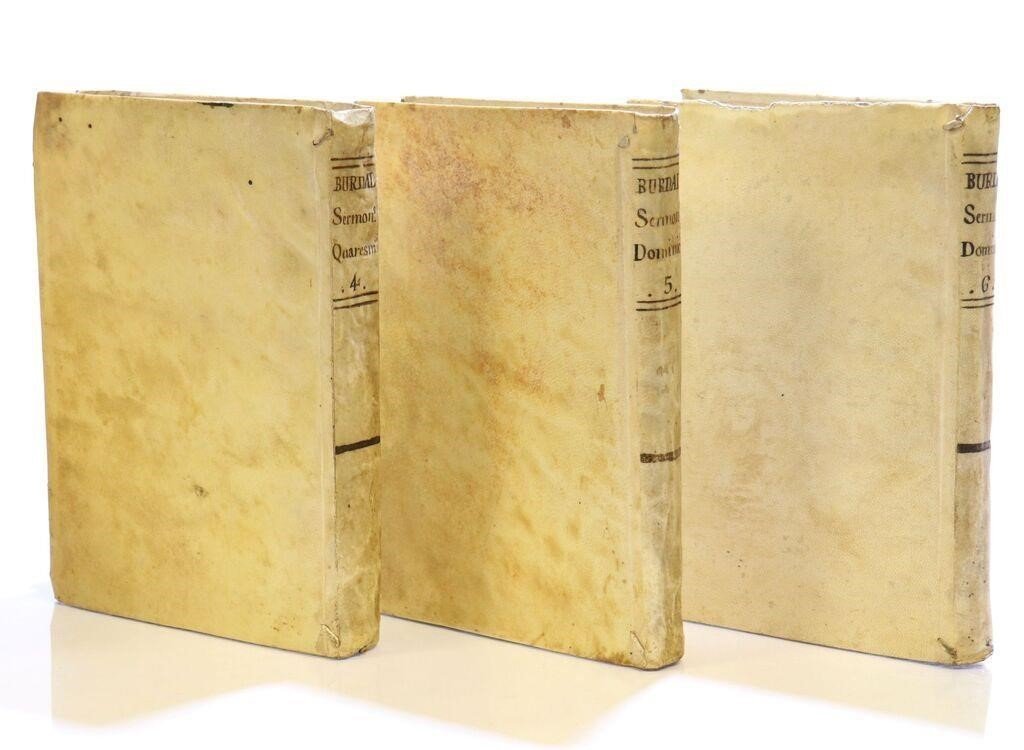 1779 WORKS of LOUIS BOURDALOUE 16 VOLUMES in SPANISH antique VELLUM BINDING