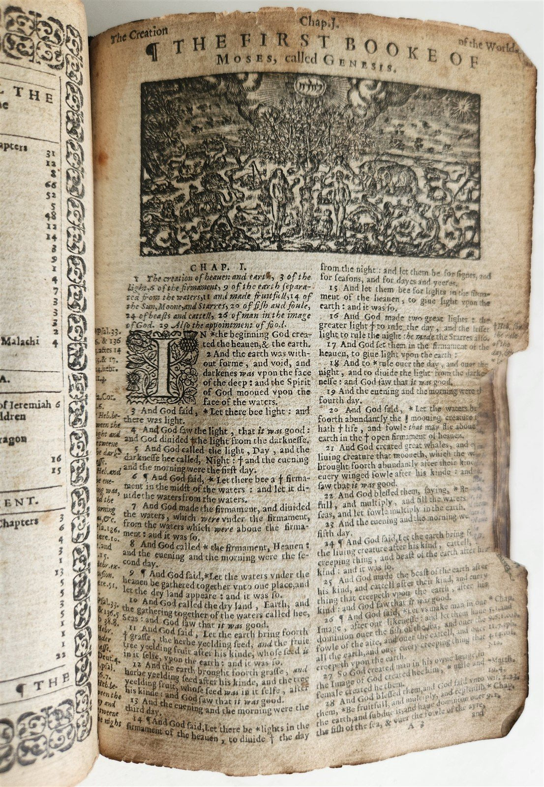 1636 BIBLE in ENGLISH OLD & NEW TESTAMENT antique ORIGINAL BINDING illustrated