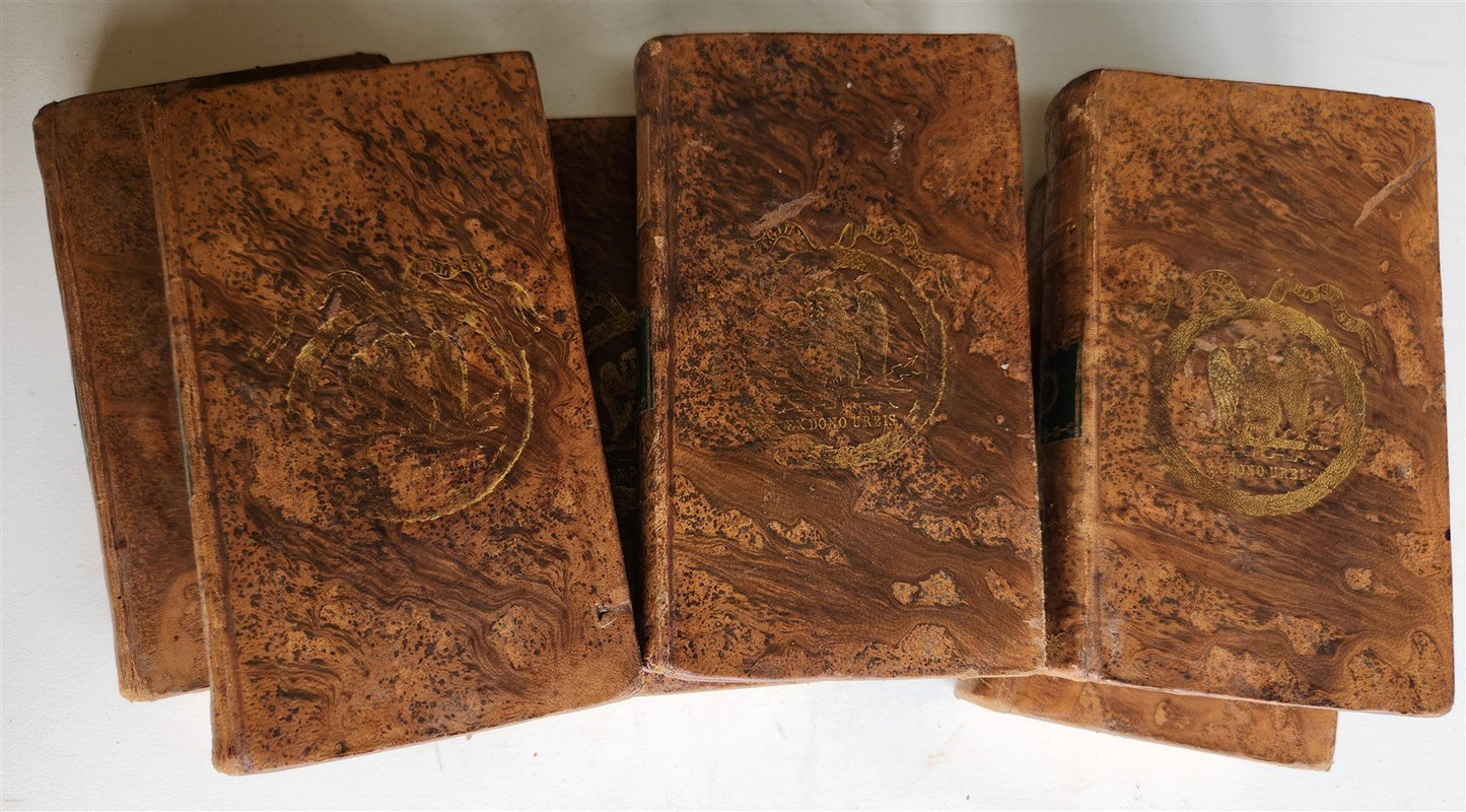 1807 GILT STAMPED BINDINGS w/NAPOLEONIC EAGLE 6 VOLS antique Le Comte de Valmont