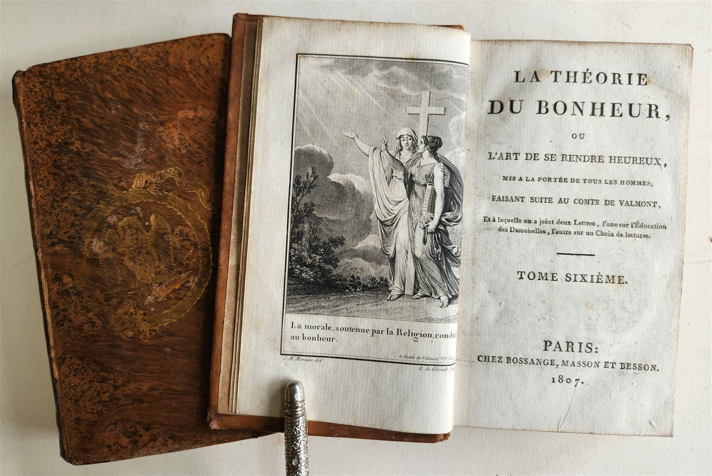 1807 GILT STAMPED BINDINGS w/NAPOLEONIC EAGLE 6 VOLS antique Le Comte de Valmont