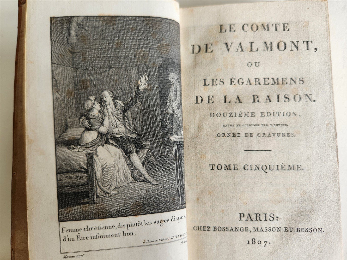 1807 GILT STAMPED BINDINGS w/NAPOLEONIC EAGLE 6 VOLS antique Le Comte de Valmont