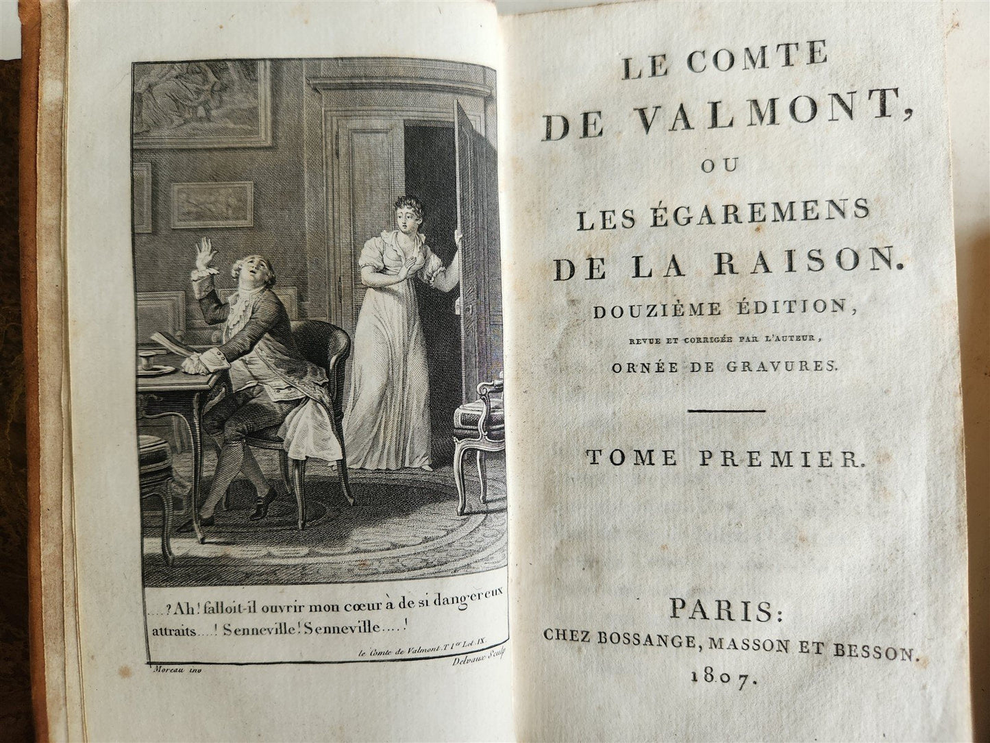 1807 GILT STAMPED BINDINGS w/NAPOLEONIC EAGLE 6 VOLS antique Le Comte de Valmont