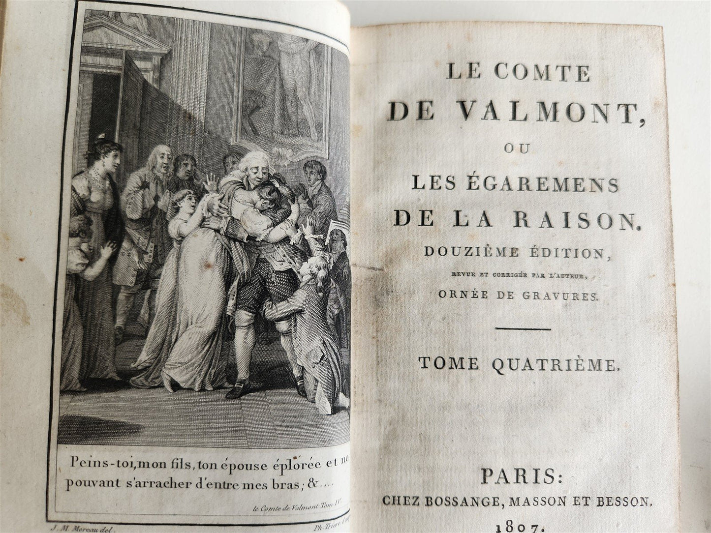 1807 GILT STAMPED BINDINGS w/NAPOLEONIC EAGLE 6 VOLS antique Le Comte de Valmont