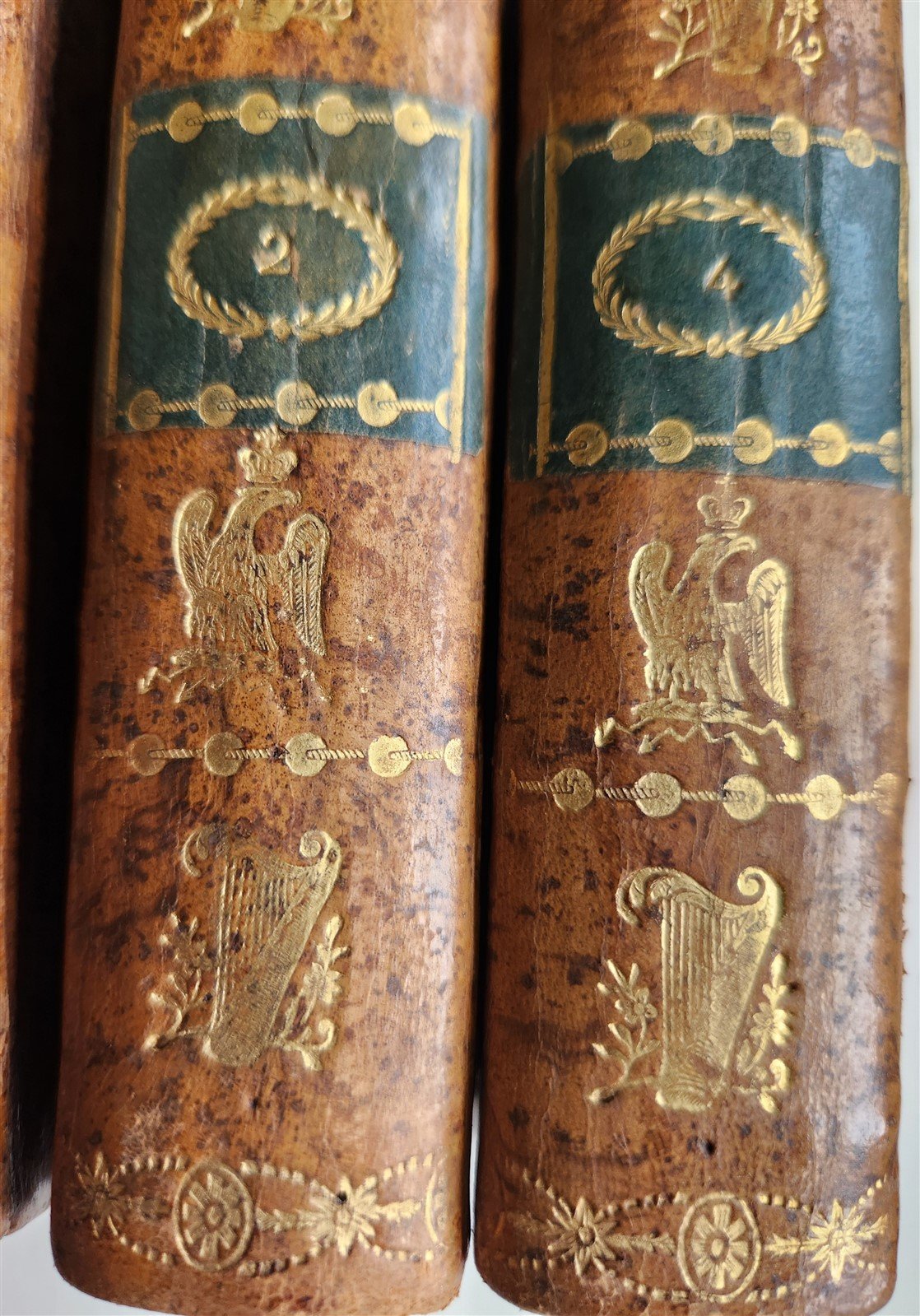 1807 GILT STAMPED BINDINGS w/NAPOLEONIC EAGLE 6 VOLS antique Le Comte de Valmont