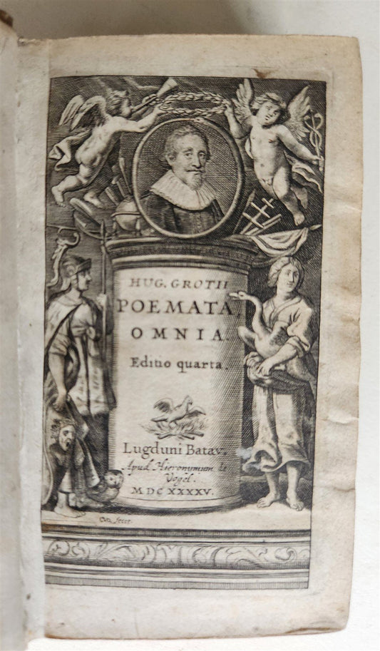 1645 GROTIUS POEMATA antique VELLUM BINDING POETRY