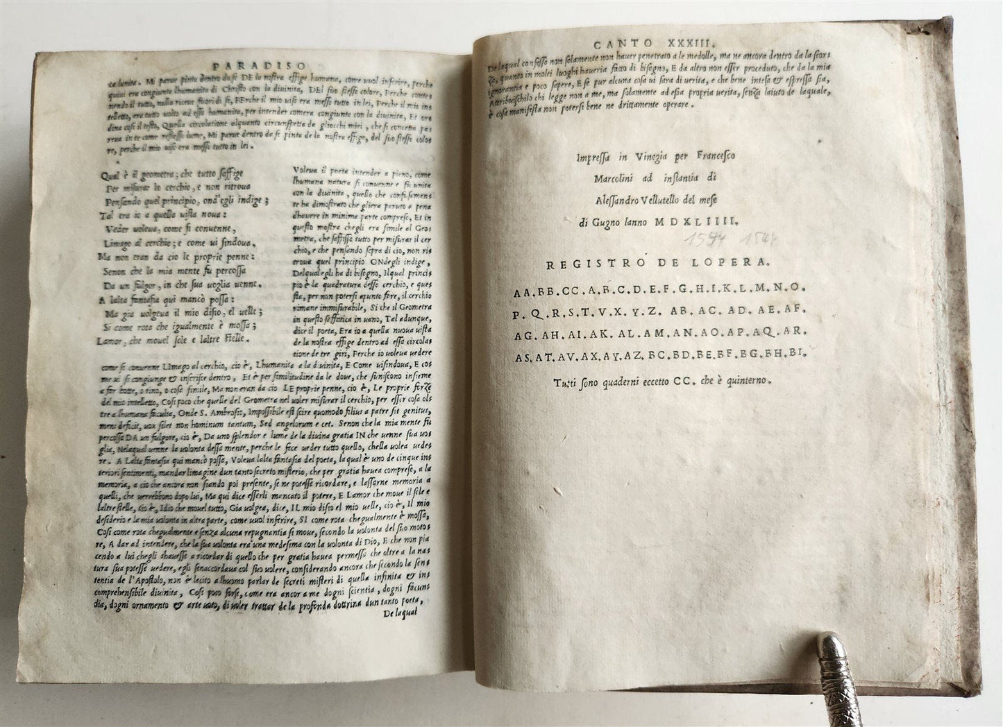 1544 DIVINE COMEDY by DANTE ALIGHIERI antique ILLUSTRATED 16th century SCARCE