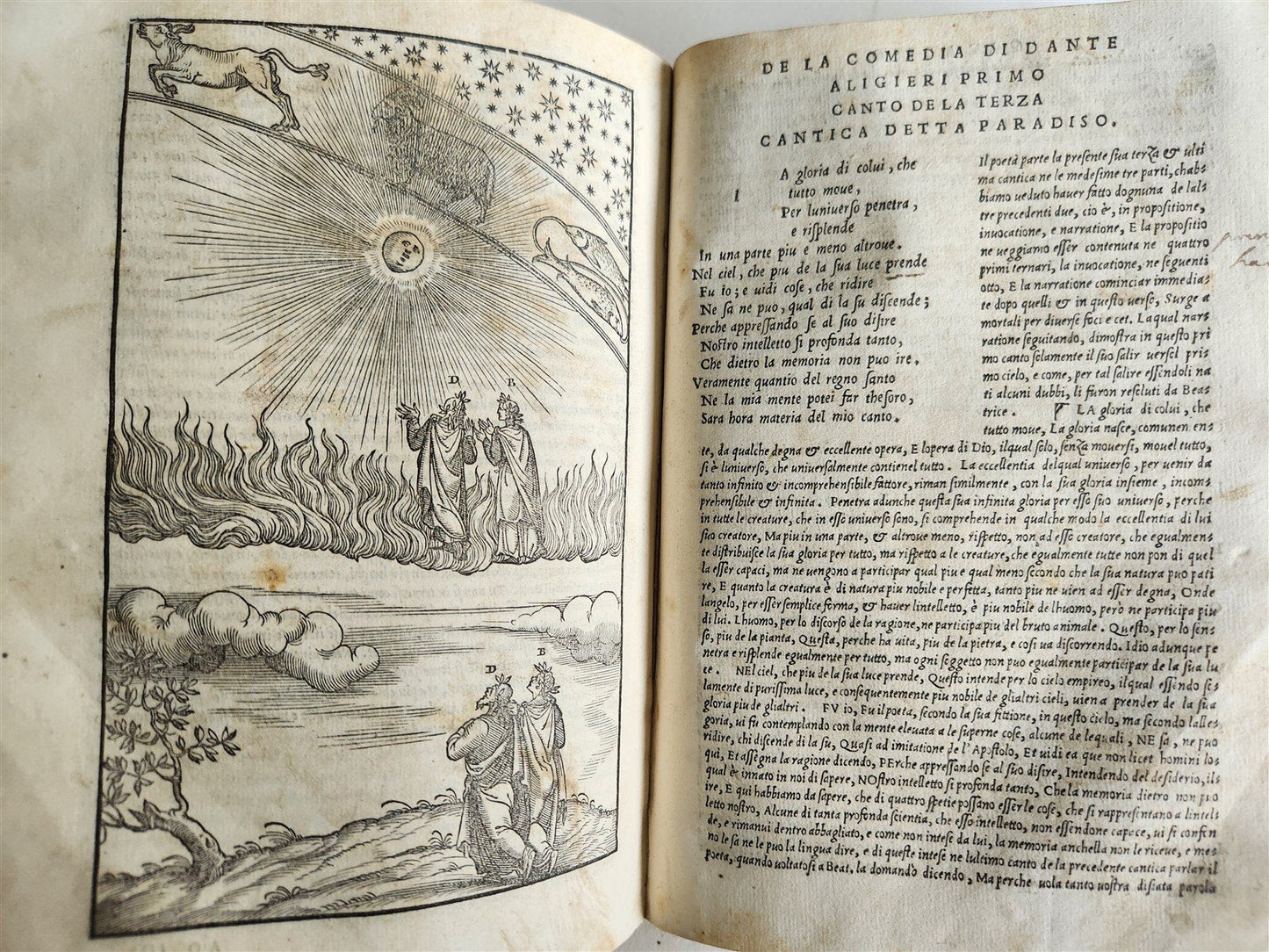 1544 DIVINE COMEDY by DANTE ALIGHIERI antique ILLUSTRATED 16th century SCARCE