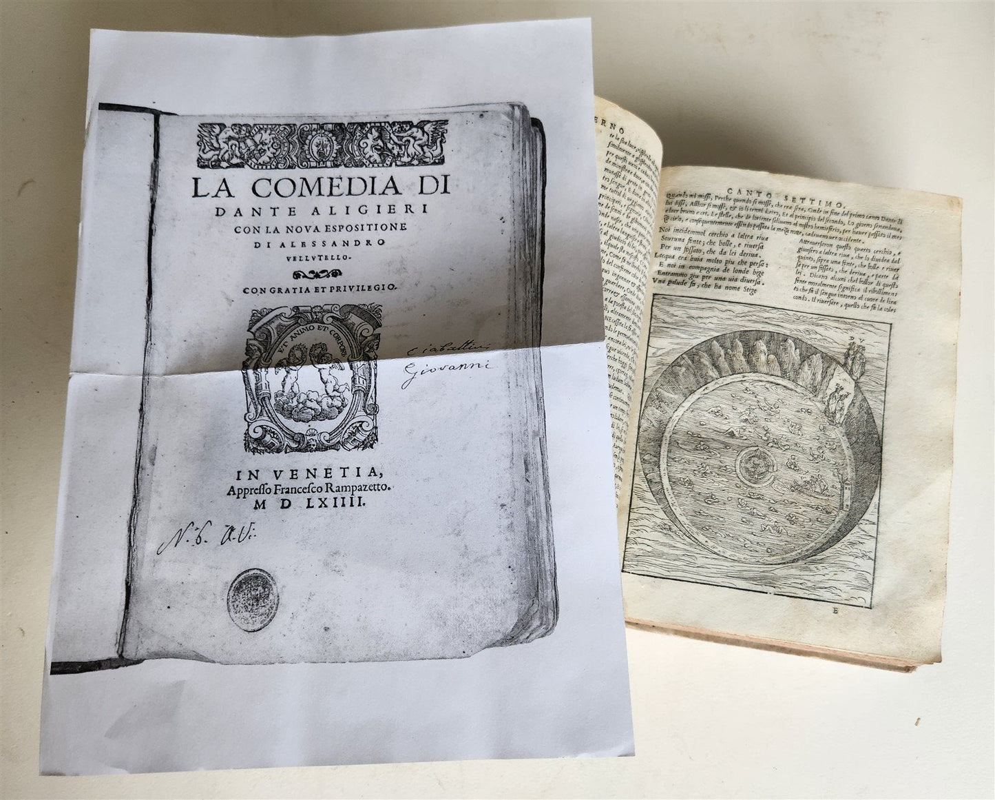 1544 DIVINE COMEDY by DANTE ALIGHIERI antique ILLUSTRATED 16th century SCARCE