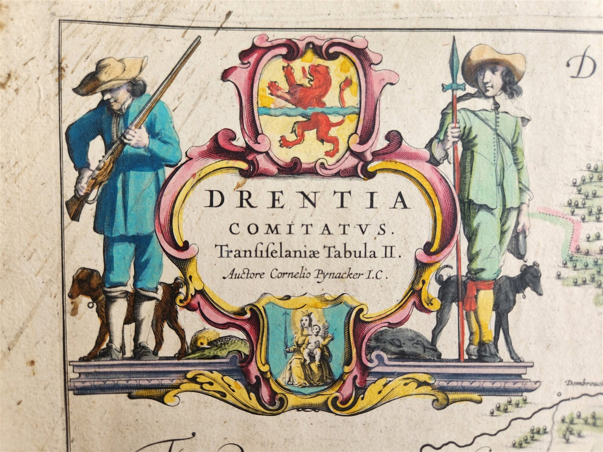 1640 Overijssel NETHERLANDS MAP by WILLEM BLAEU antique AUTHENTIC handcolored