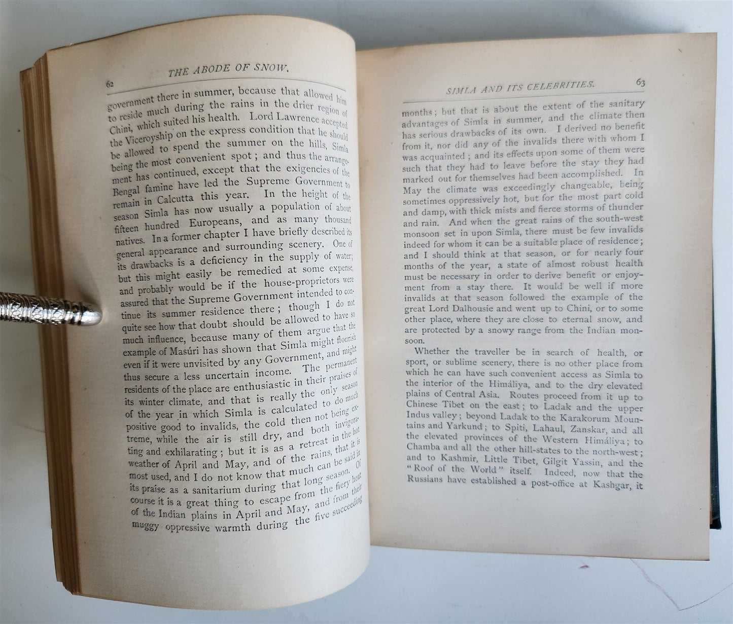 1875 THE ABODE of SNOW antique w/ MAP TRAVELS to Chinese Tibet Indian Caucasus