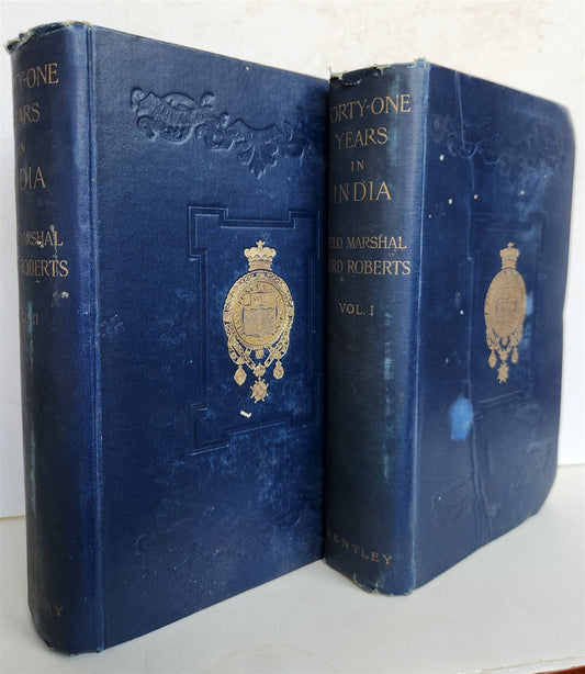 1897 FORTY-ONE YEARS in INDIA by Lord Roberts 2 VOLUMES antique ILLUSTRATED