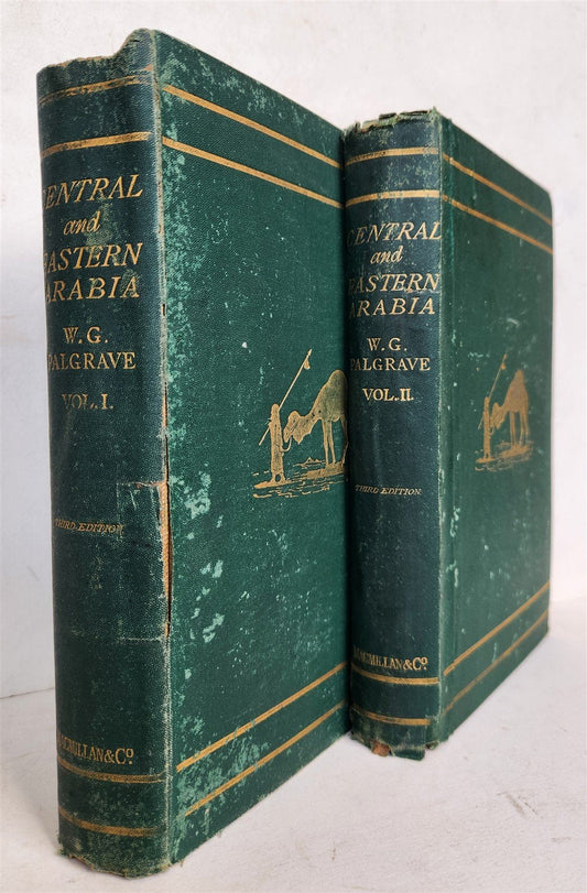 1866 A YEAR'S JOURNEY THROUGH CENTRAL & EASTERN ARABIA antique 2 VOLS w MAP