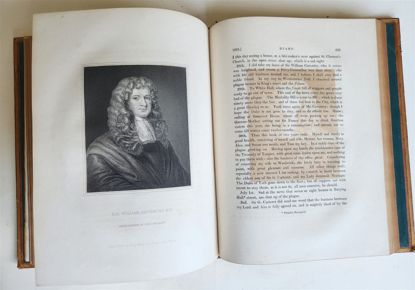 1825 PEPYS'S MEMORIES 2 VOLUMES antique ILLUSTRATED in ENGLISH 1st EDITION folio