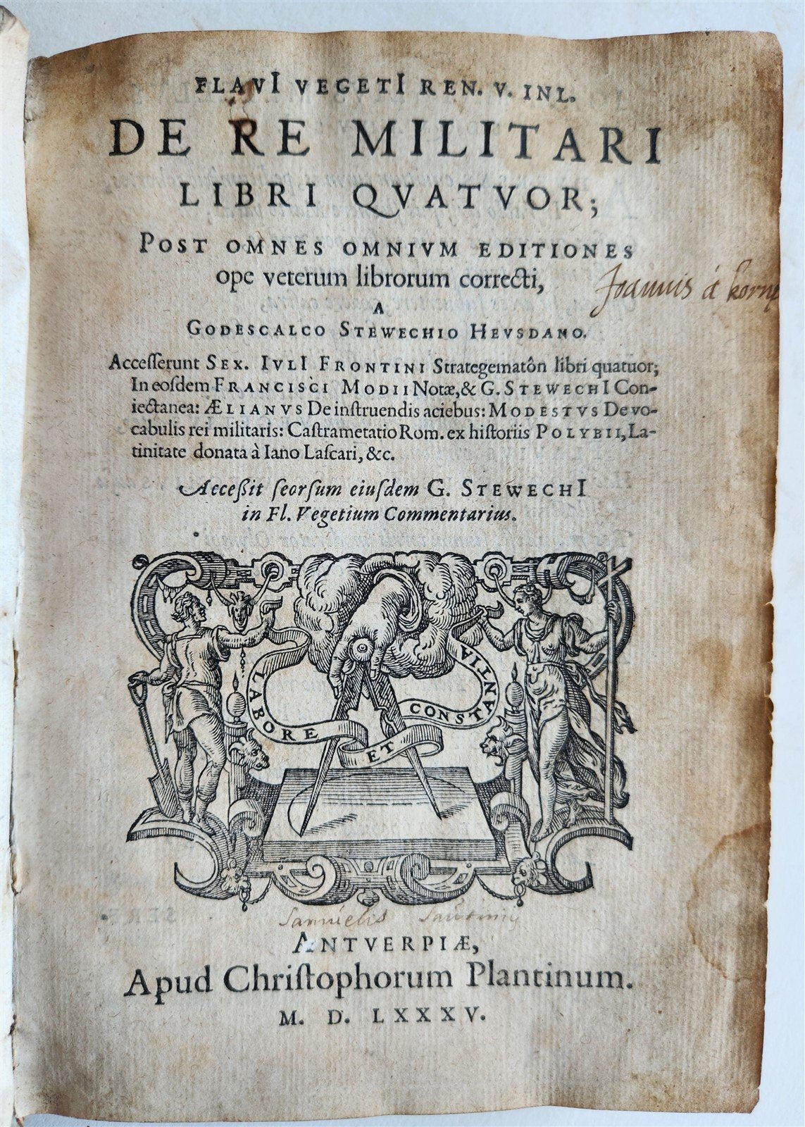 1585 MILITARY HISTORY FULLY ILLUSTRATED antique PLANTIN De re militari libri IV