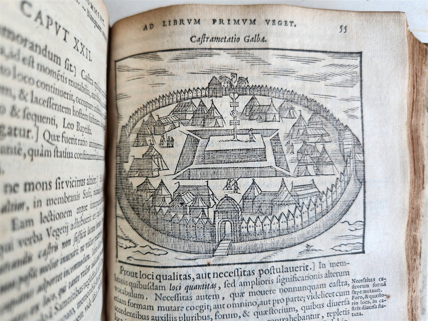 1585 MILITARY HISTORY FULLY ILLUSTRATED antique PLANTIN De re militari libri IV