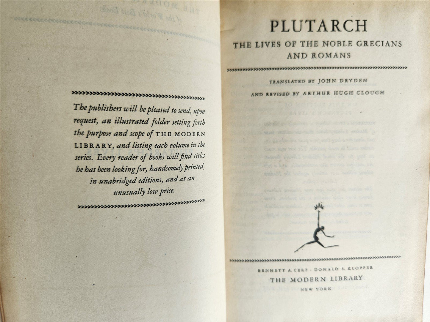 1900s PLUTARCH LIVES of THE NOBLE GRECIANS & ROMANS antique in ENGLISH