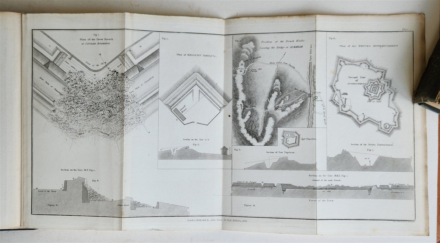 1846 JOURNALS of SIEGES by DUKE of WELLINGTON ARMY in SPAIN antique ILLUSTRATED