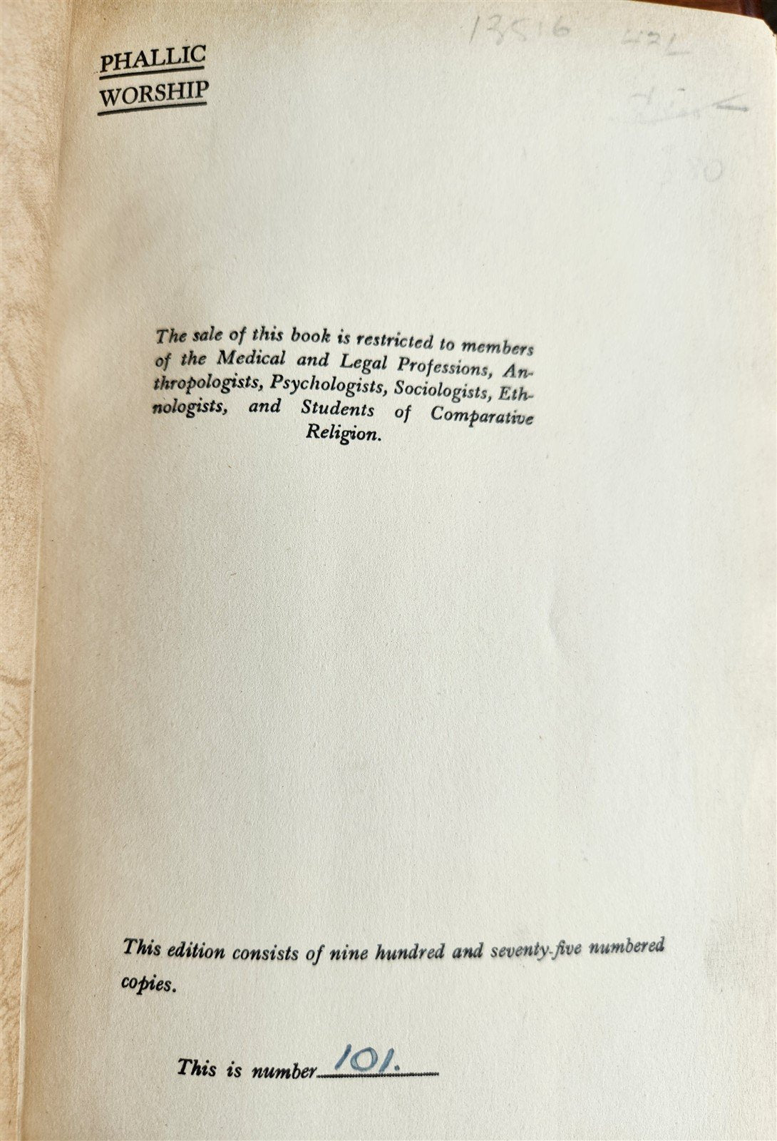 1950s PHALLIC WORSHIP ILLUSTRATED G.Scott vintage LIMITED EDITION NUMBERED COPY