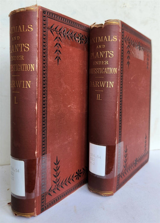 1876 CHARLES DARWIN VARIATION of ANIMALS & PLANTS antique 2 VOLUMES 2nd US ed.