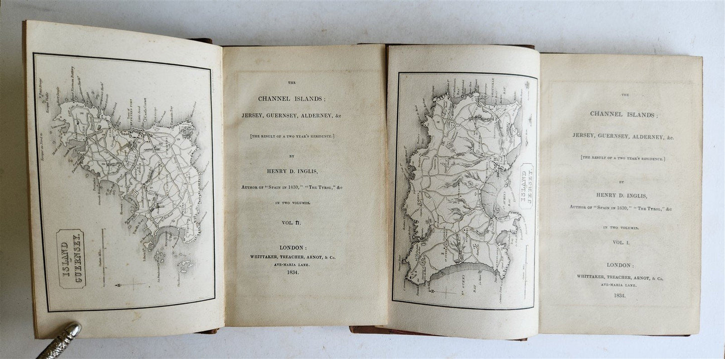 1834 CHANNEL ISLAND JERSEY GUERNSEY ALDERNEY antique 2 VOLS ILLUSTRATED w/ MAPS